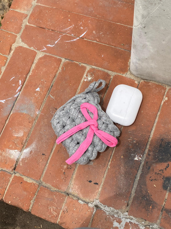 Gray with bow airpods cover