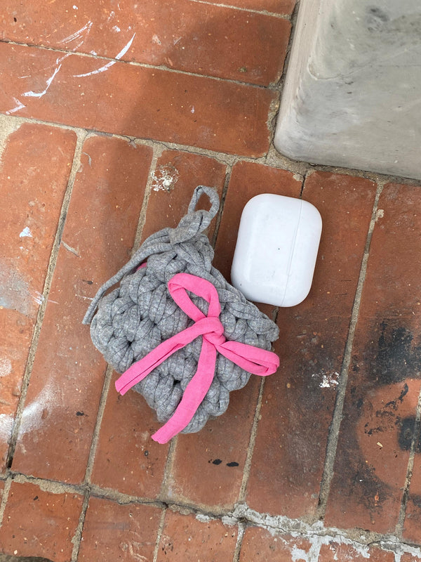 Gray with bow airpods cover